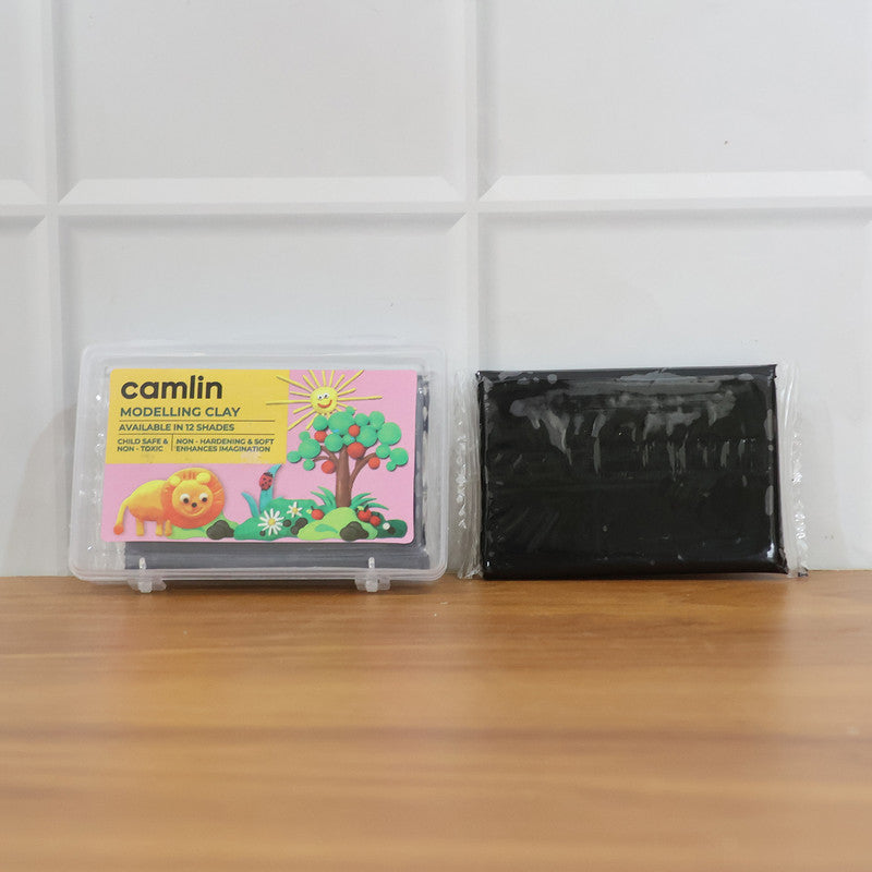 Creative models made using black soft modelling clay for kids art