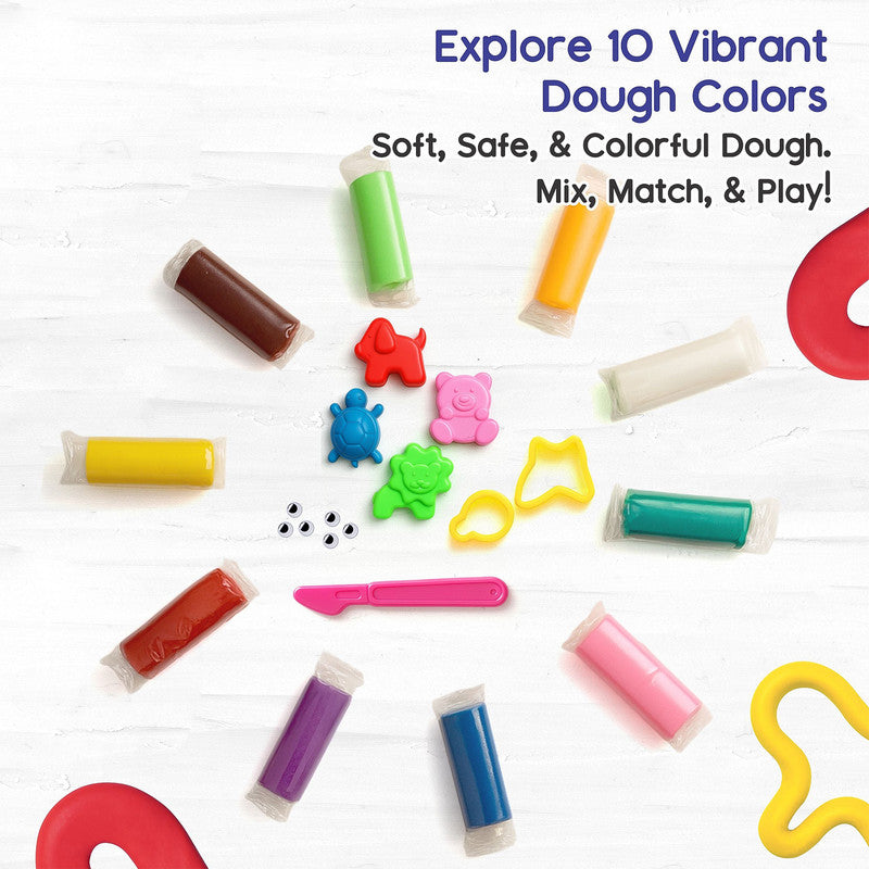 Aditi Moldy Magic 10-Color Dough Art Kit with Animal Moulds, Cutters & Carry Case