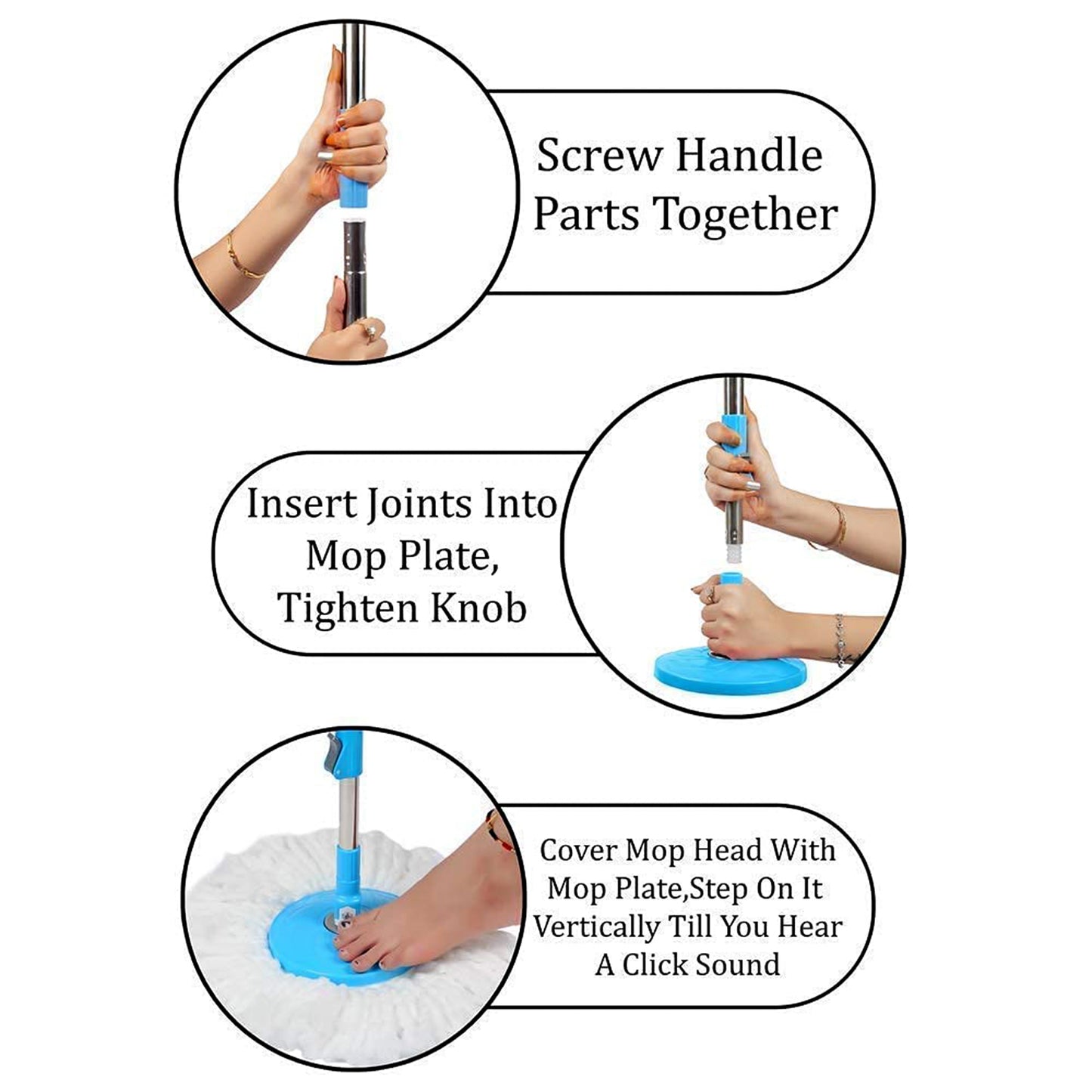 Apex Magic Spin Mop Cleaning Set with Dual Chamber Bucket & Wheels