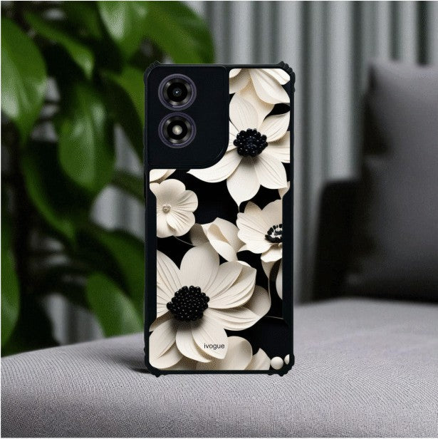 Black & Bloom Mobile Cover For Motorola G04S