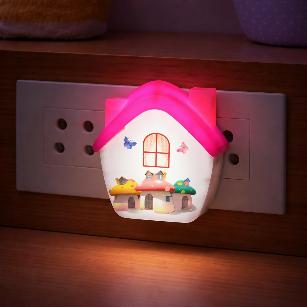 Plug-In LED Night Lamp for Kids Room | Cute House Shape Night Light