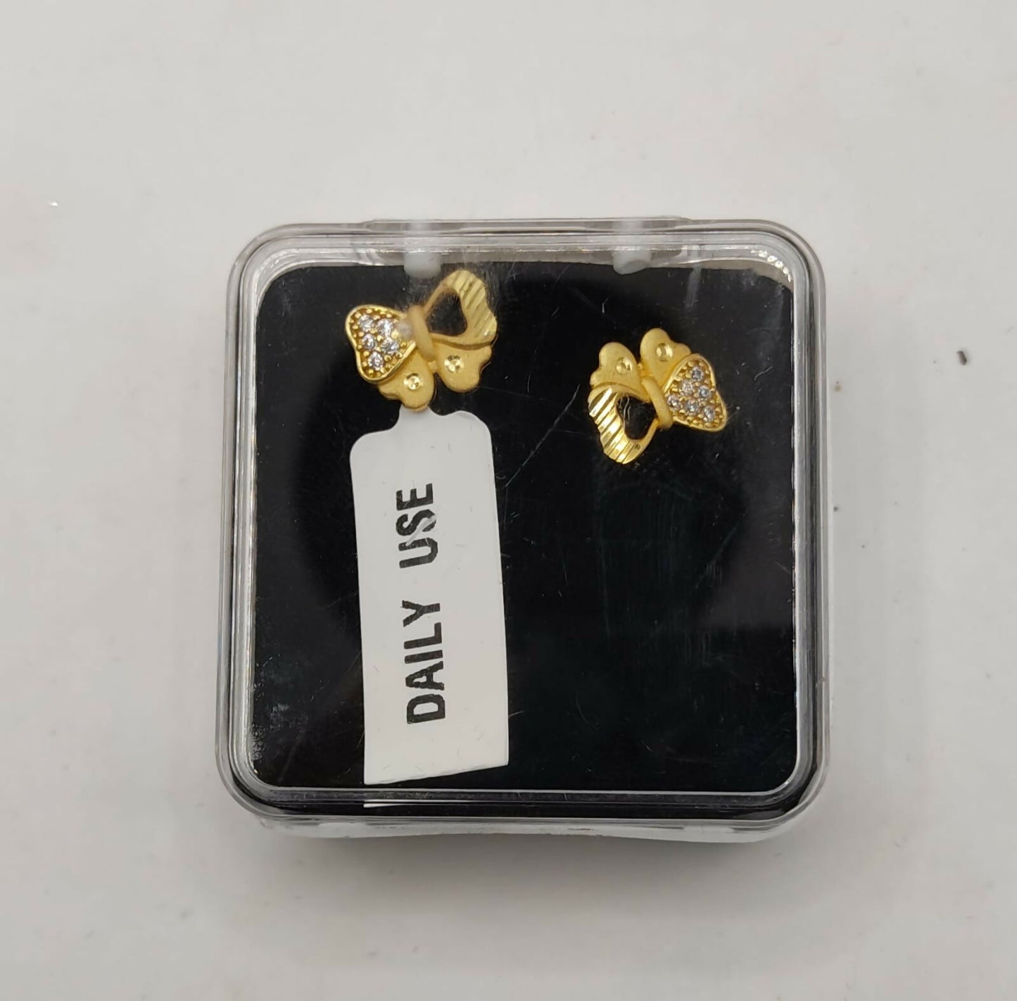 Gold-Plated Butterfly Bow Stud Earrings with AD for women and girls