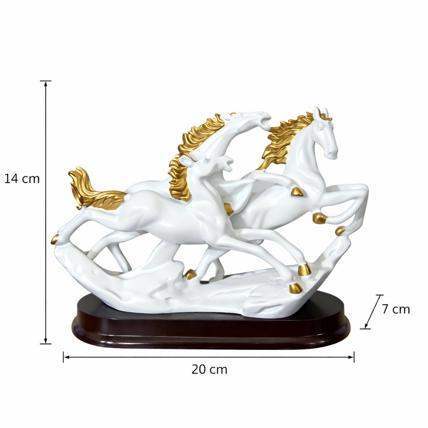Running Horse Decorative Showpiece with Gold Accents for Home & Office Decor
