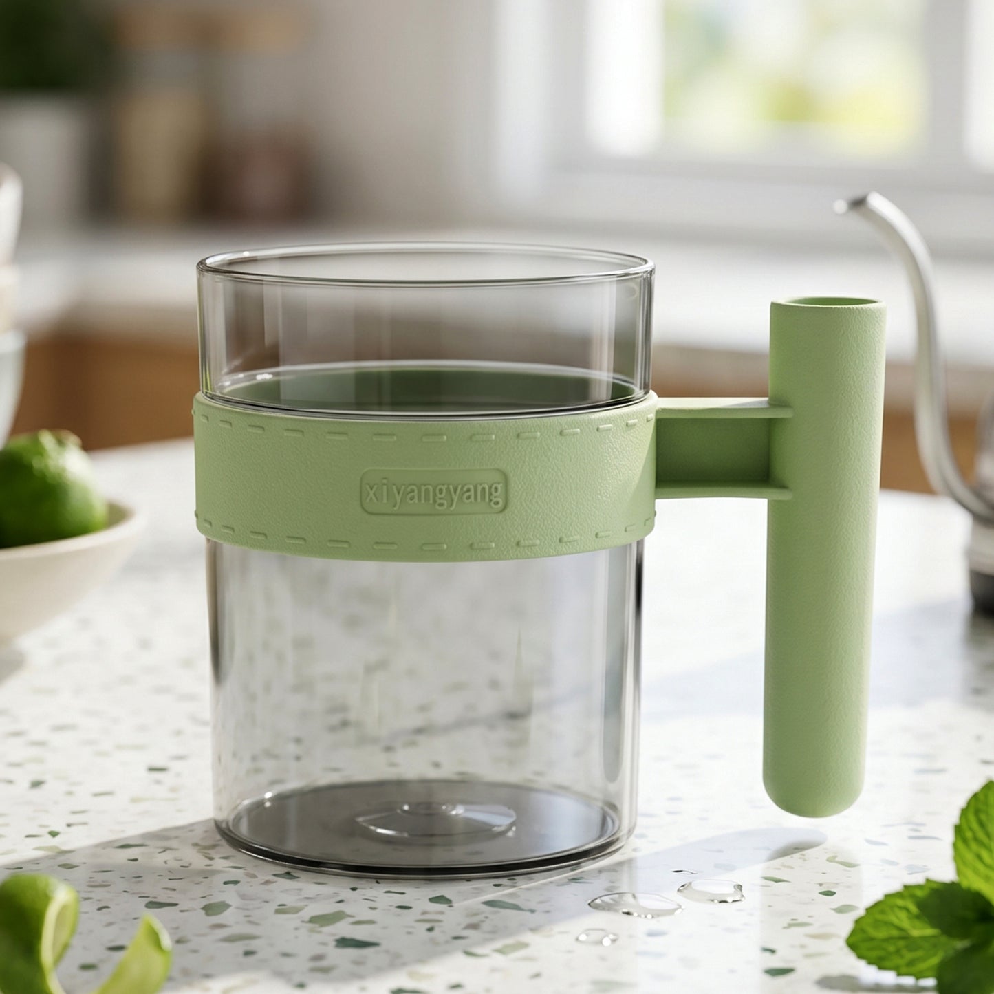 Transparent Plastic Cup with Handle Reusable Water Tea and Coffee Mug (1 Pc) view 8