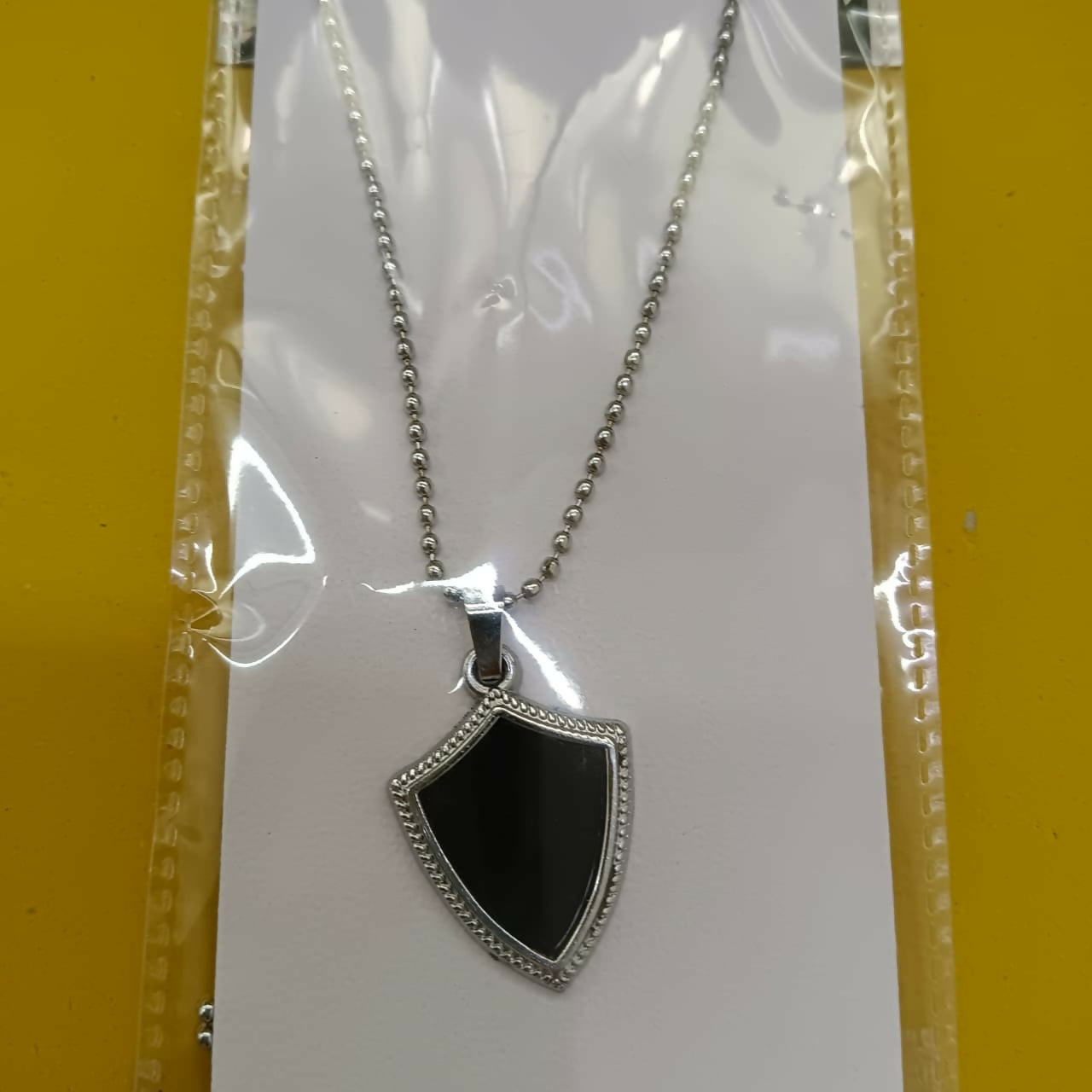 Black Enamel Chain Pendant For Men
