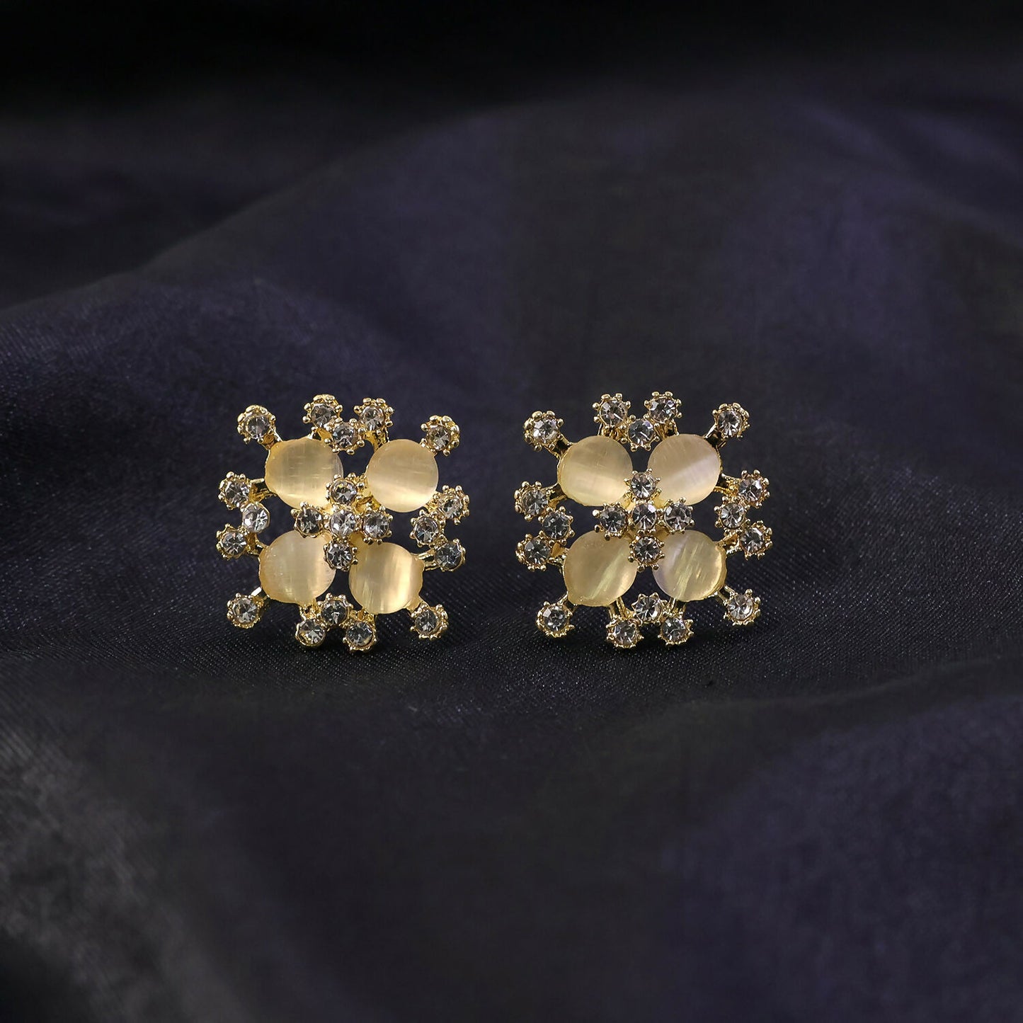 Elegant Floral Crystal Stud Earrings for Women And Girls