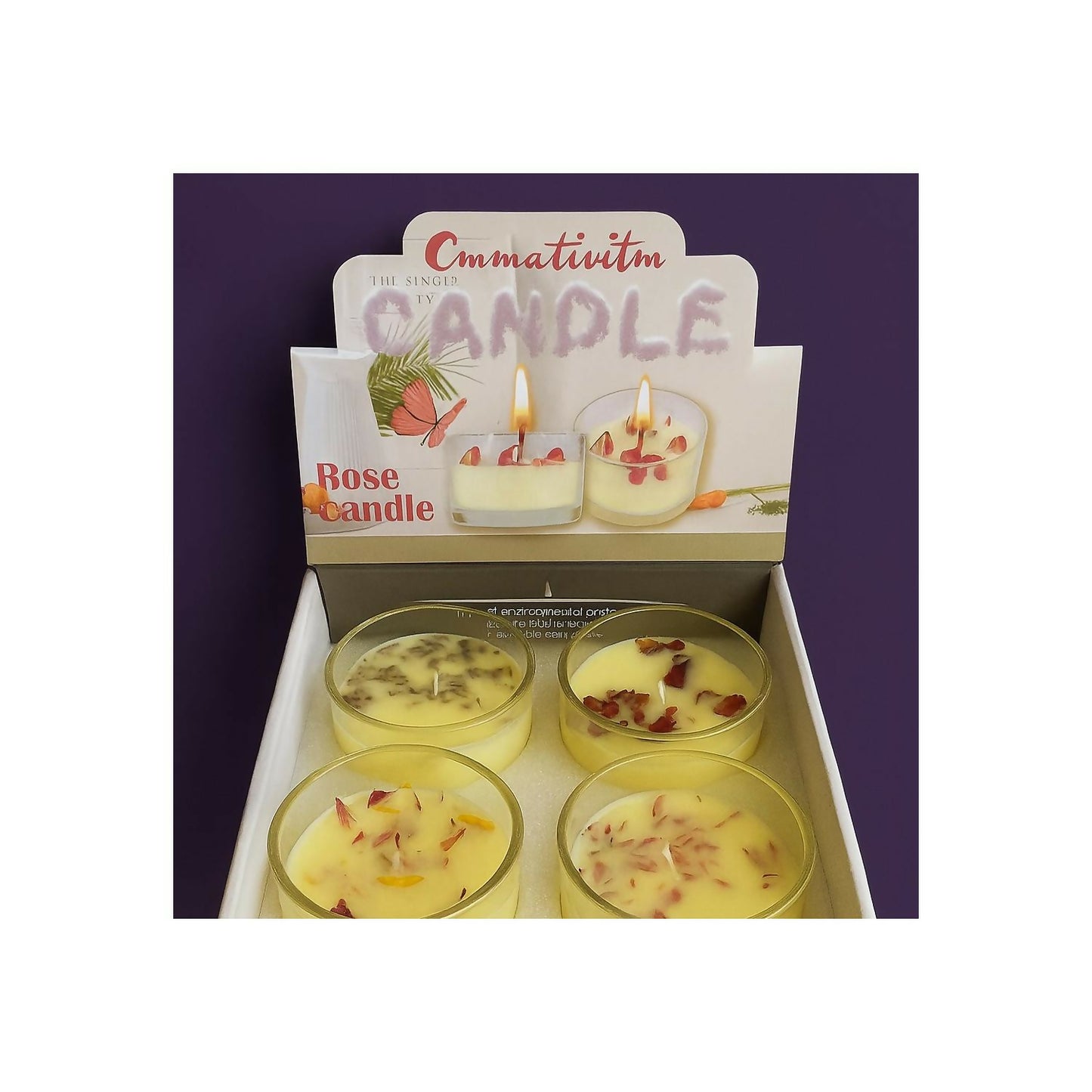 Set of 4 Scented Glass Jar Candles with Natural Dried Flower Petals – Decorative & Aromatherapy Wax Candles for Home Décor, Relaxation, Gifting & Spa (Multicolor)