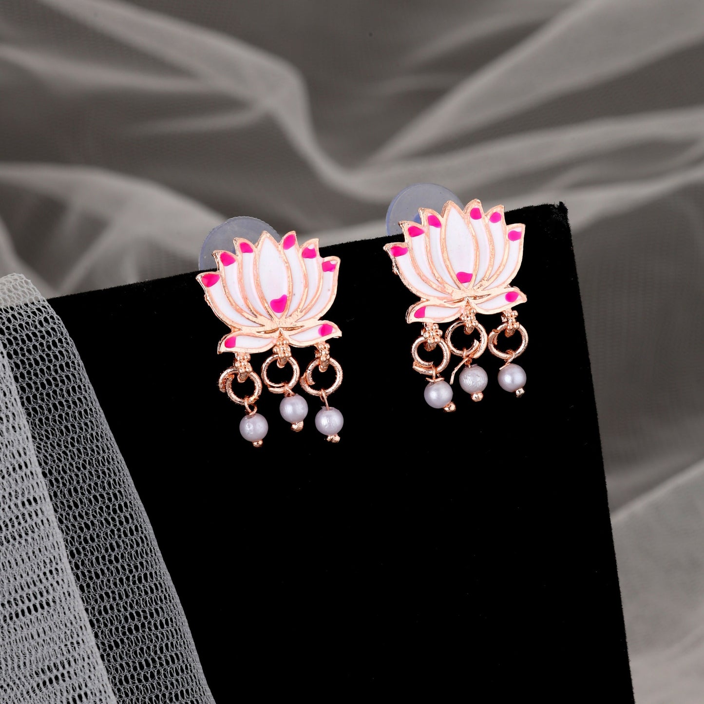 Elegant Gold-Toned Pearl & American Diamond Cluster Choker Set