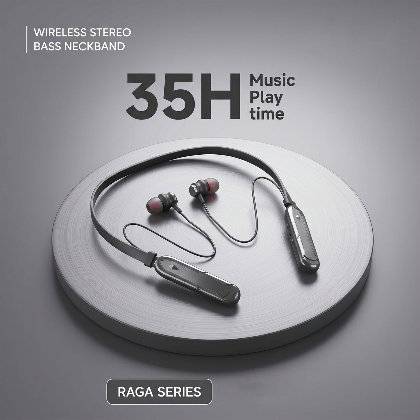 Raga Series Wireless Stereo Bass Neckband Earphones, Neck band (1 Pc)
