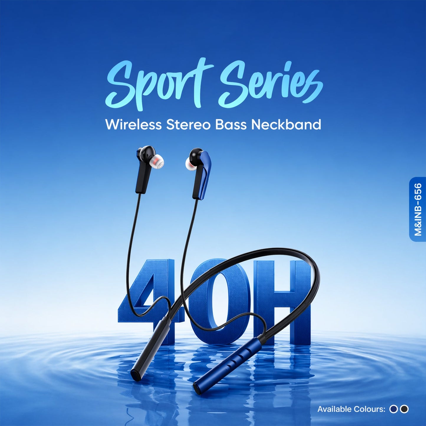 Set of wireless neckband earphones with packaging