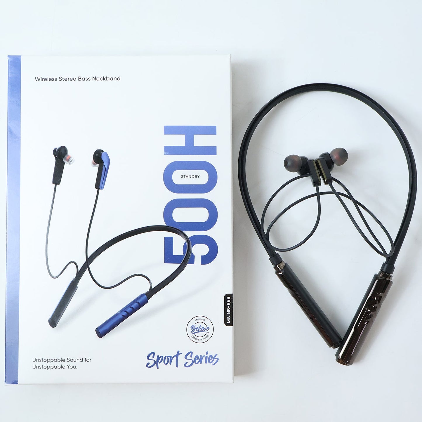 Model wearing Sport Series Wireless Bass Neckband Earphones