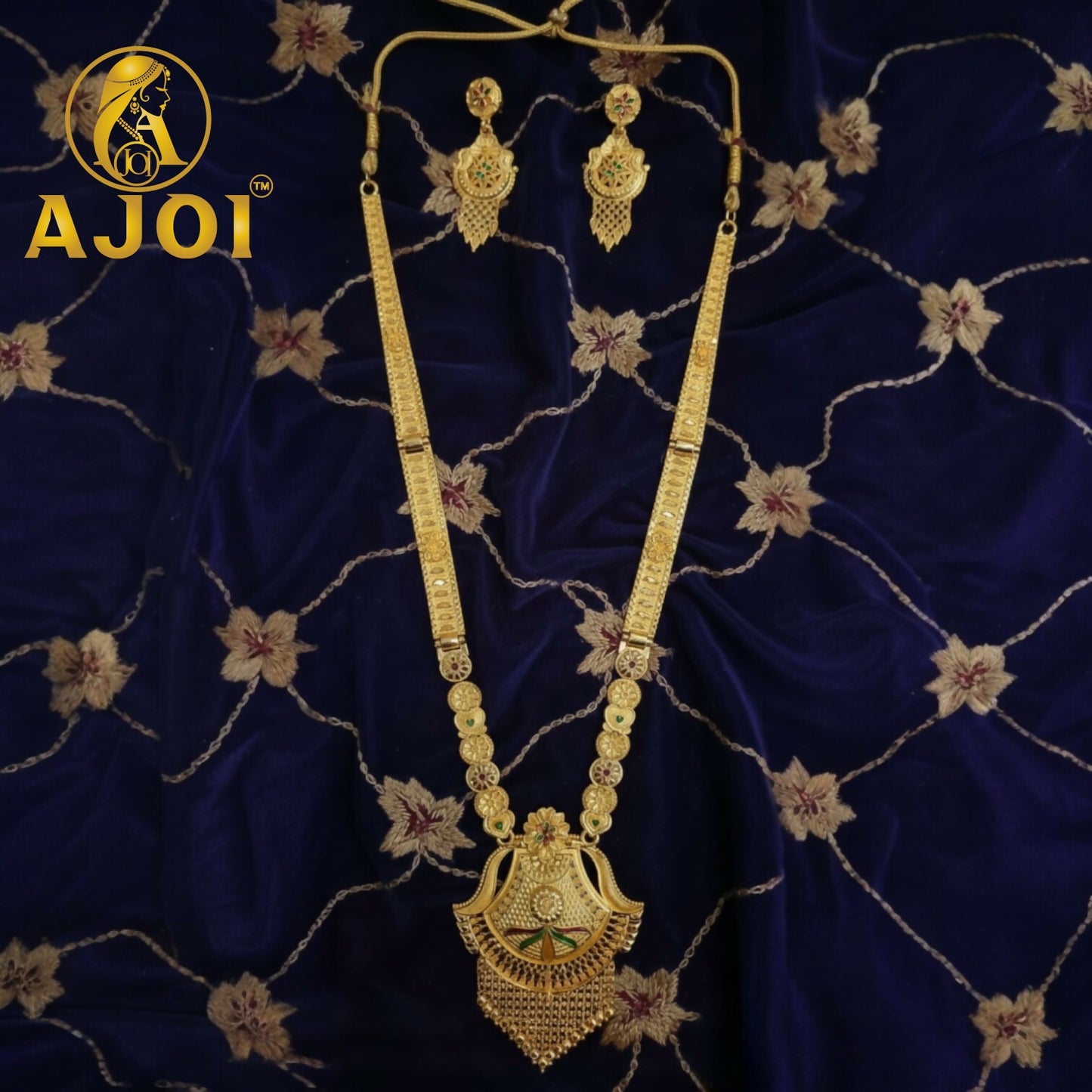 Complete Luxe Long Necklace Set styled for bridal and festive Indian attire