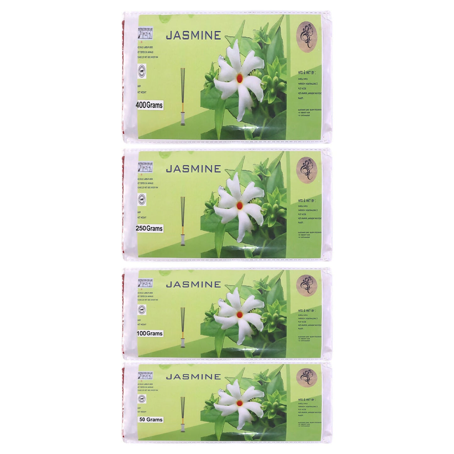 Jasmine Incense Sticks Charcoal-Free Fragrance Agarbatti for Home Temple Pooja Meditation Prayer Aromatic Dhoop Sticks Pack