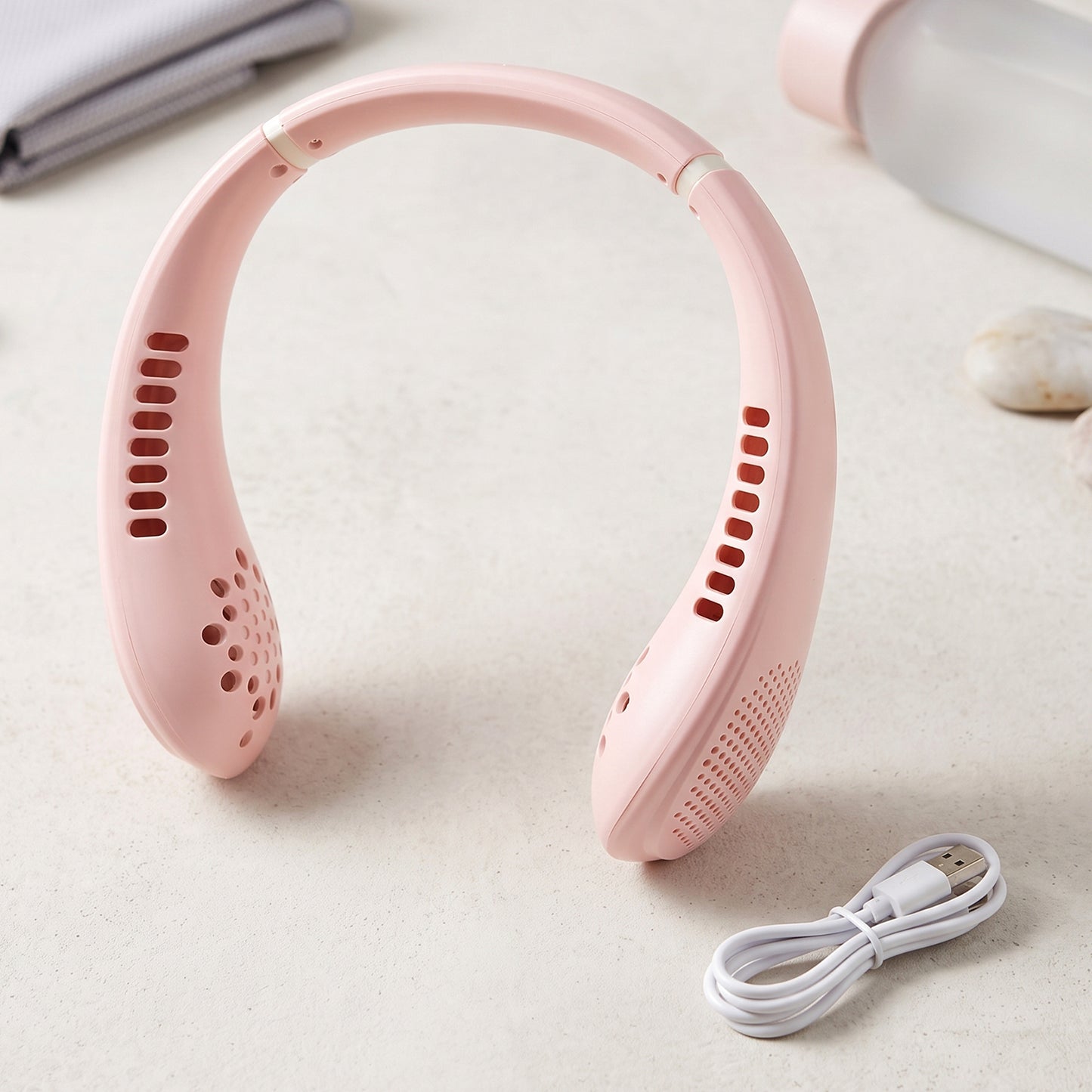 USB Rechargeable Portable Bladeless Neck Fan for Hands Free Cooling (1 Pc)