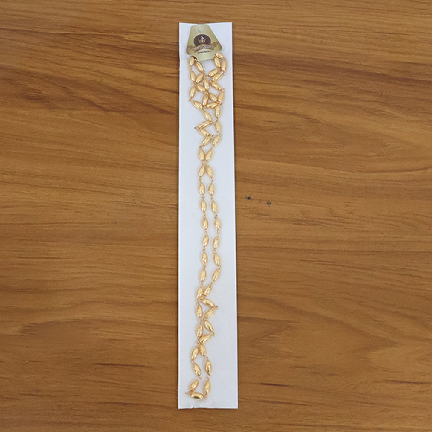 Elegant Gold-Tone Oval Bead Necklace Chain for Women (1 Pc)