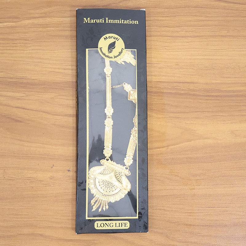 Elegant Traditional Gold-Plated Long Necklace Set for Bridal & Festive Wear