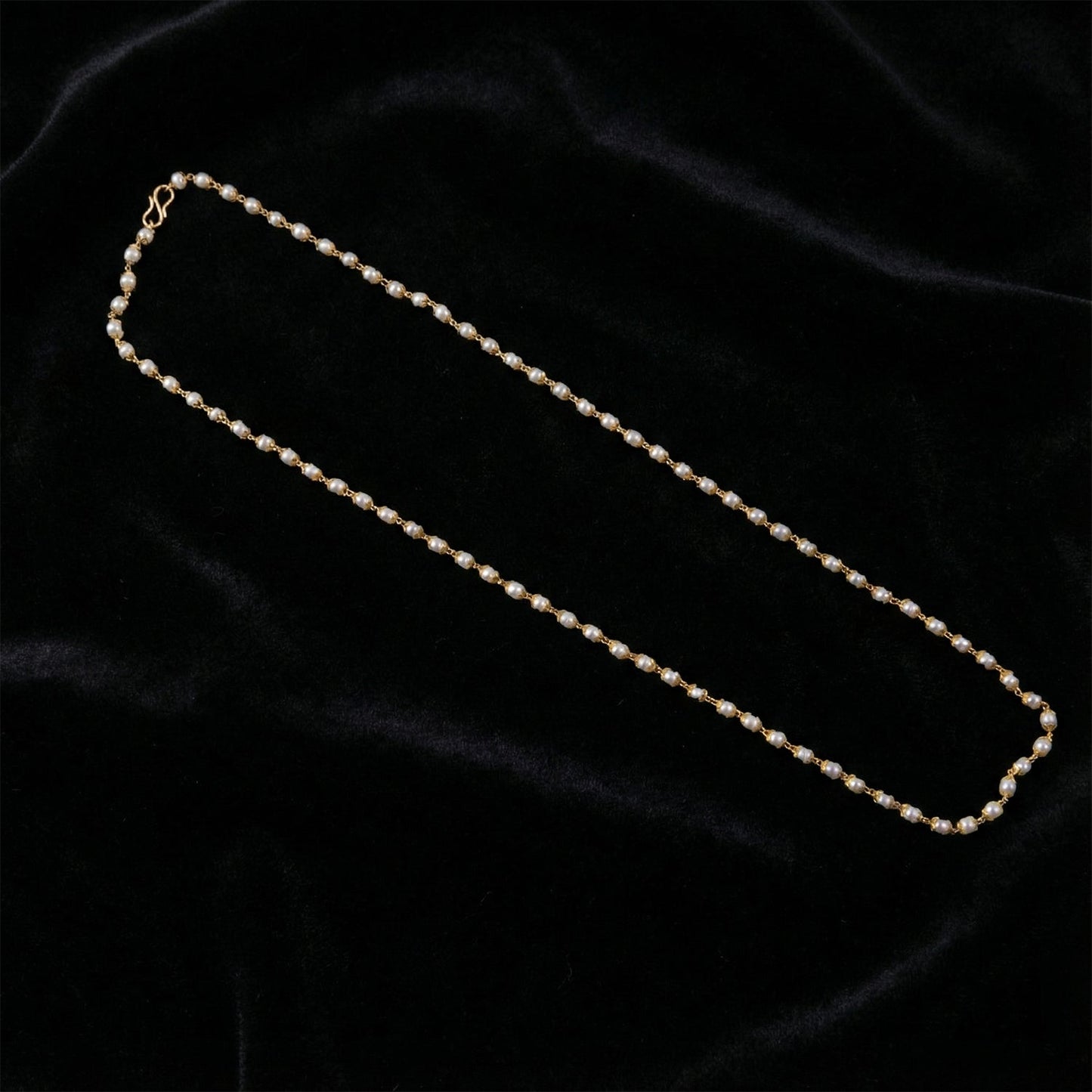 Pearl Beaded Long Necklace – Elegant Gold-Tone Chain Jewellery