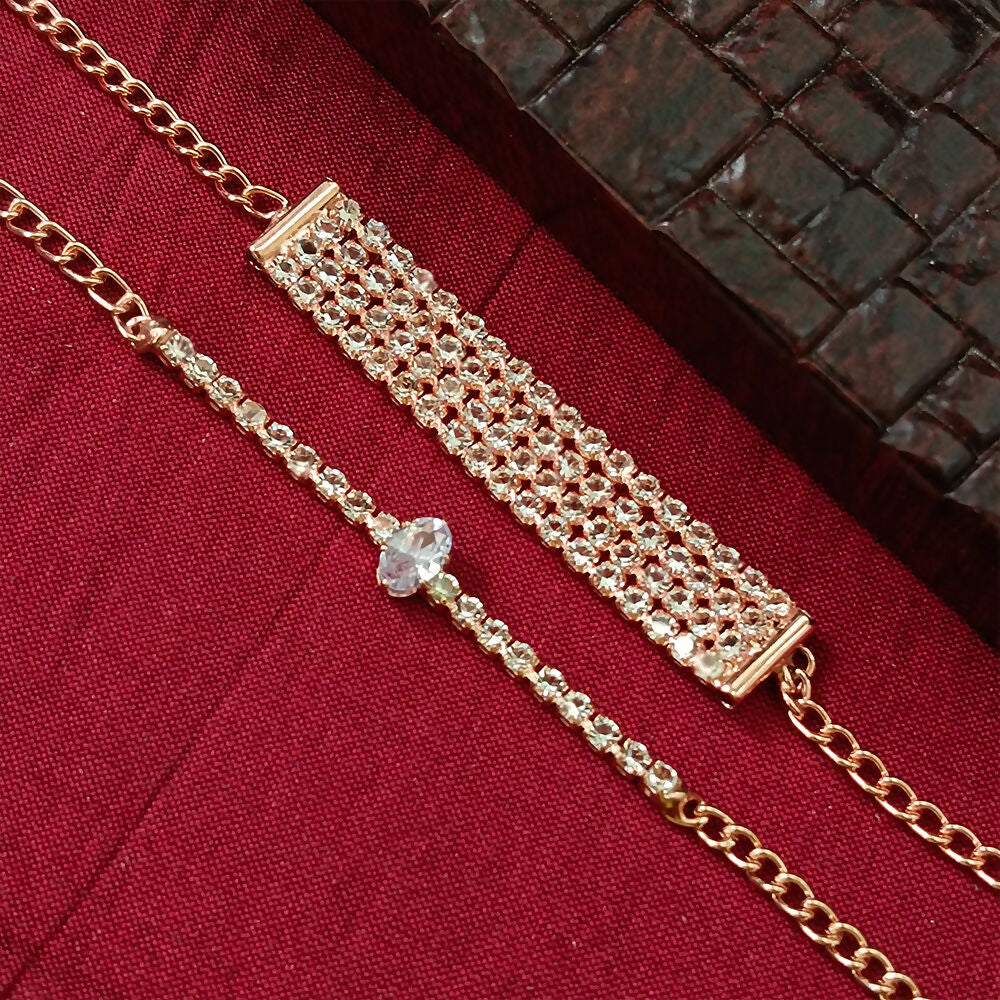 Rose Gold Plated Pack Of Stone Bracelet