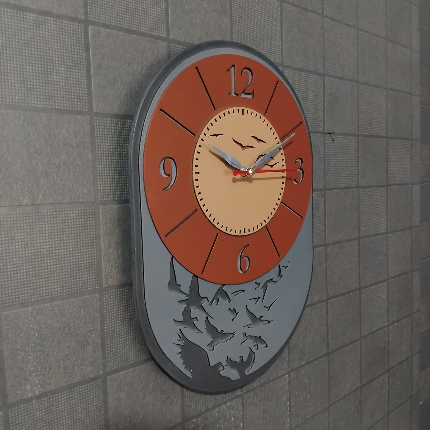 Bird Clock Balck 8