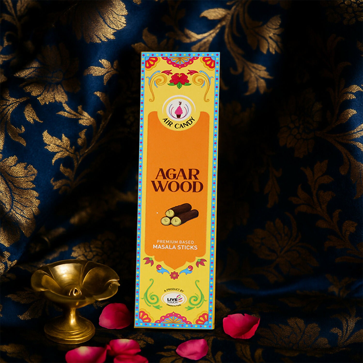 Air Candy Agarwood Premium Masala Incense Sticks – Calming Aromatic Fragrance for Home & Meditation (Pack of 10 Sticks)