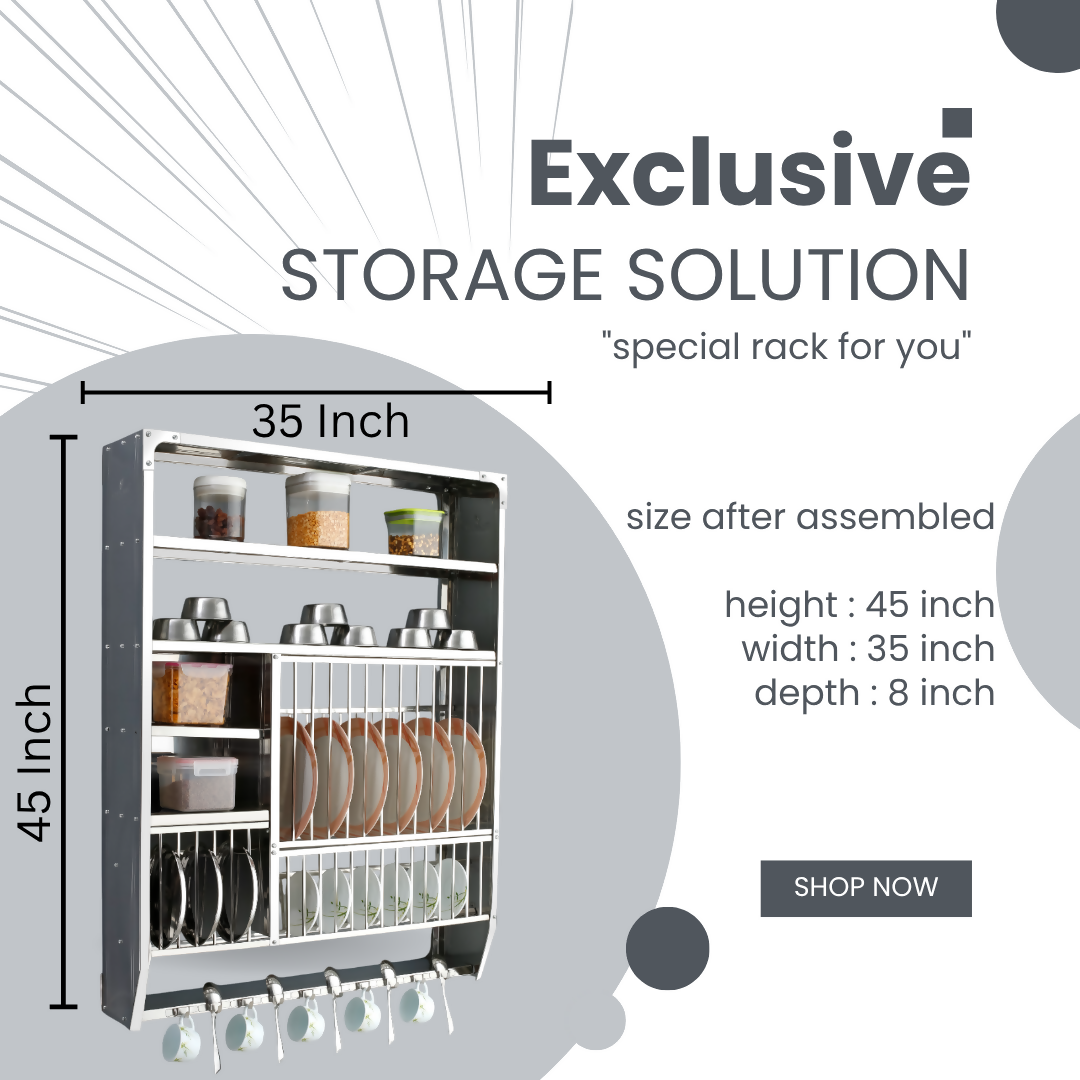 Wall Mount Kitchen Utensils Dish Rack DLX-4836