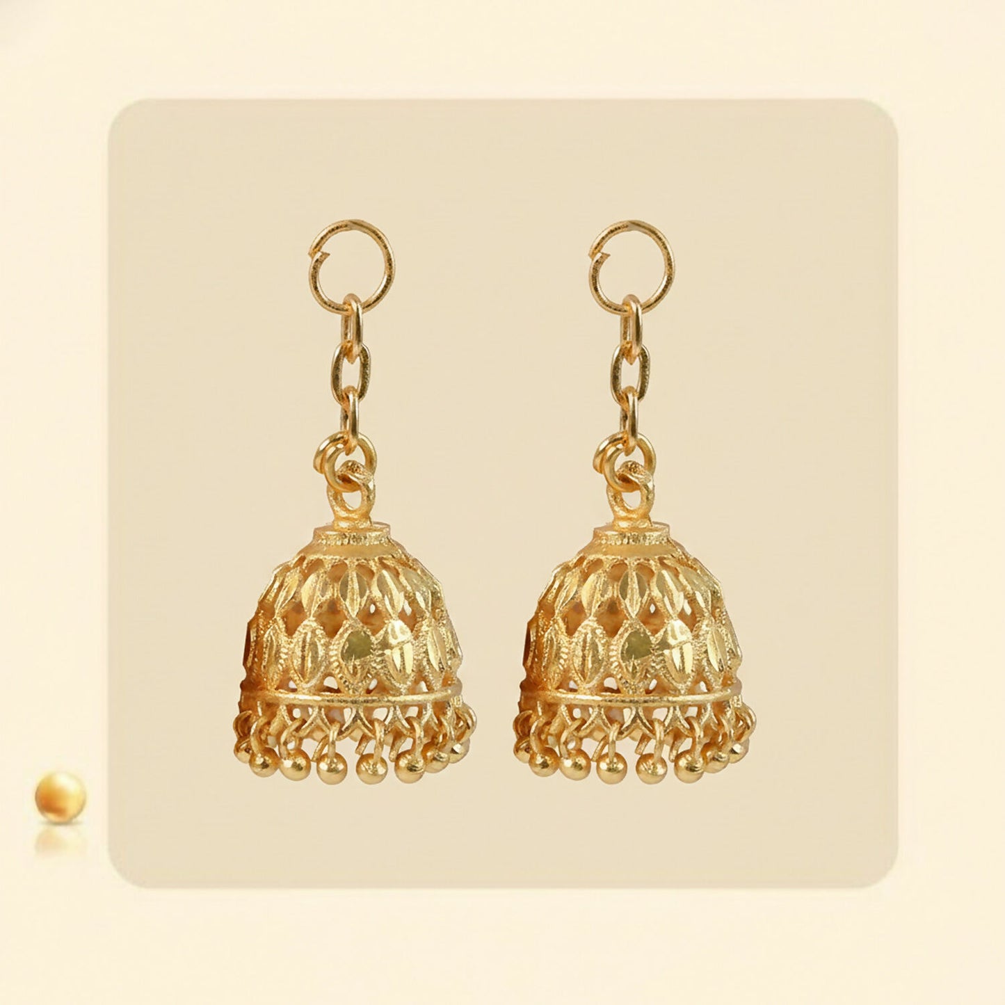 Traditional Gold-Finish Jhumka with Intricate Cutwork Design