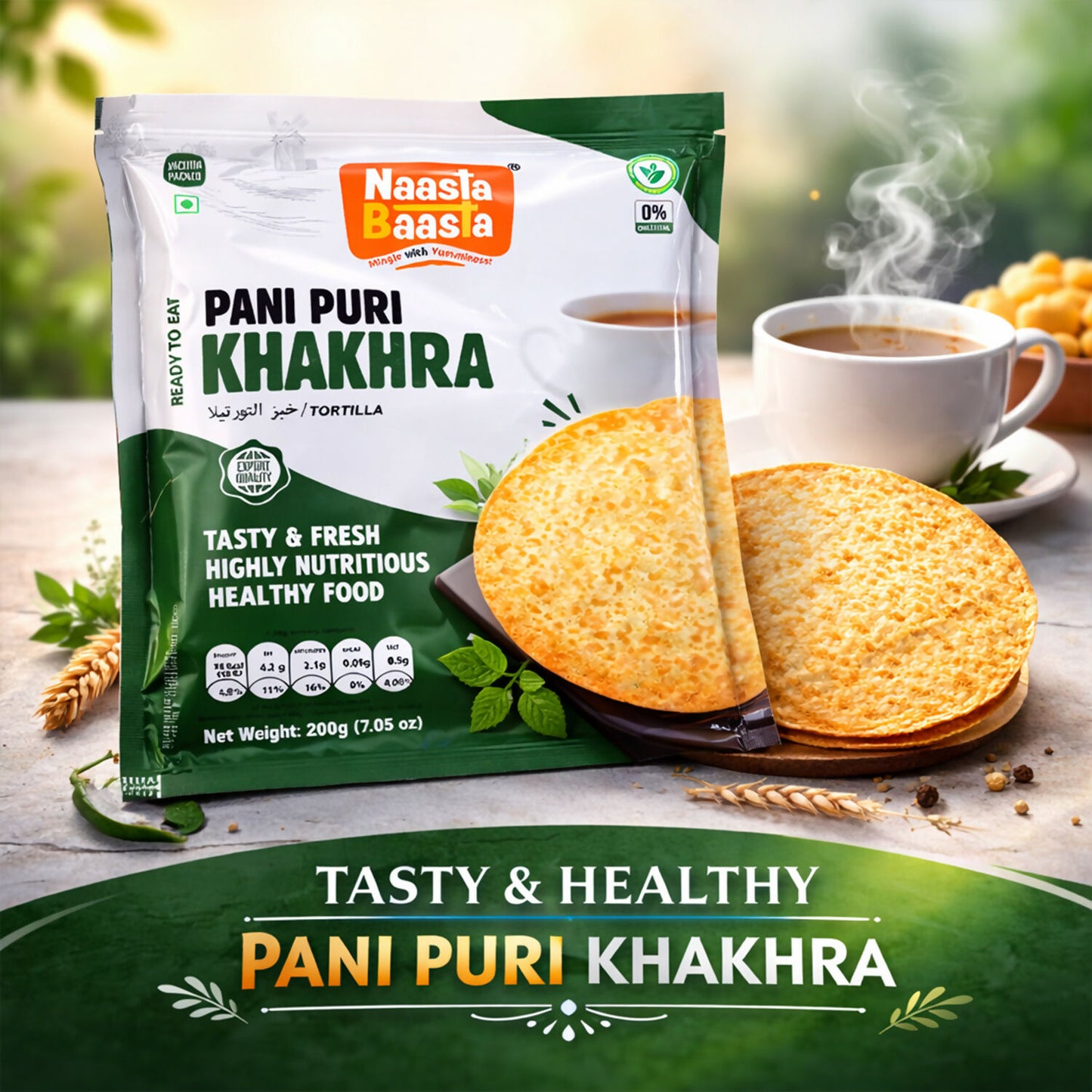 Naasta Baasta Pani Puri Khakhra -Tasty & Fresh Highly Nutritious Healthy Food (200gm)