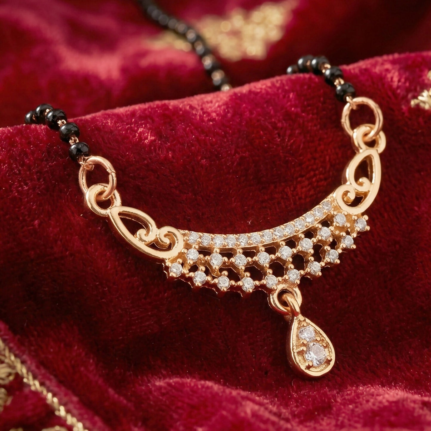 Premium Drop Pendant Mangalsutra with Fine Stone Setting