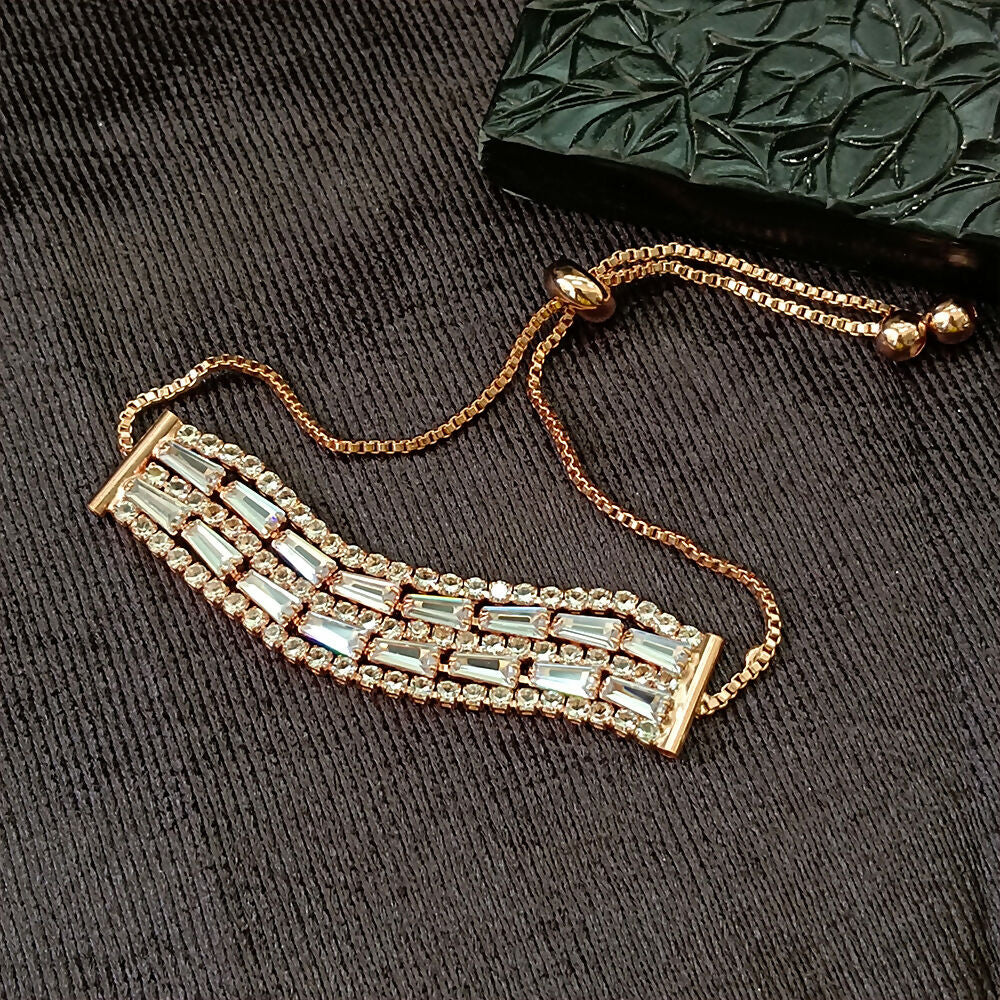 Rose Gold Plated Ad Stone Adjustable Bracelet