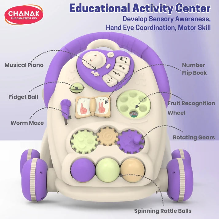 Aditi Happy Feet Baby Walker, Anti-Slip Wheels, Music, Stable Design with Water Tank (9+Month)