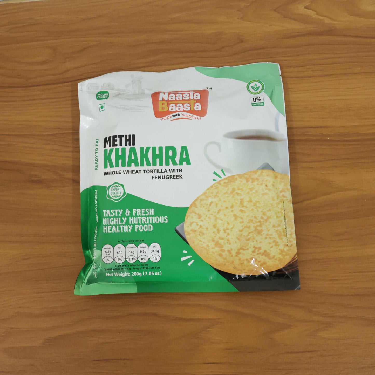 Naasta Baasta Methi Khakhra Healthy Whole Wheat Tortilla with Fenugreek Ready To Eat Tasty & Fresh Snack(200gm)