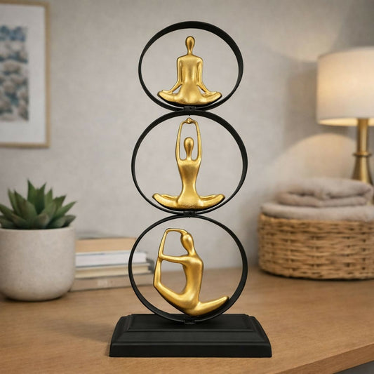 Golden Yoga Meditation Figurine Showpiece Decorative Table Decor