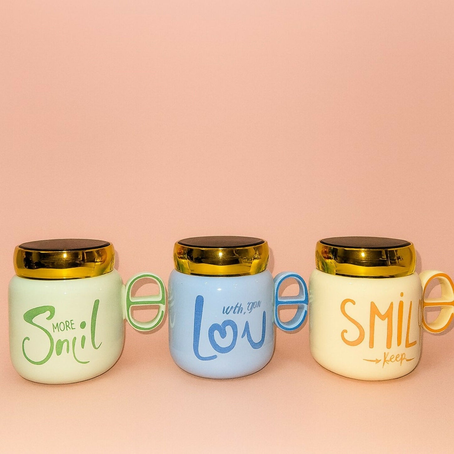 Premium Ceramic Coffee Mug with Golden Lid & Stylish Handle – Insulated Drinkware Cup for Tea, Coffee, Milk & Office Use | Leak-Resistant Lid | Cute Printed Design | Ideal Gift for Birthday, Couples, Friends & Home Décor (Pack of 1)