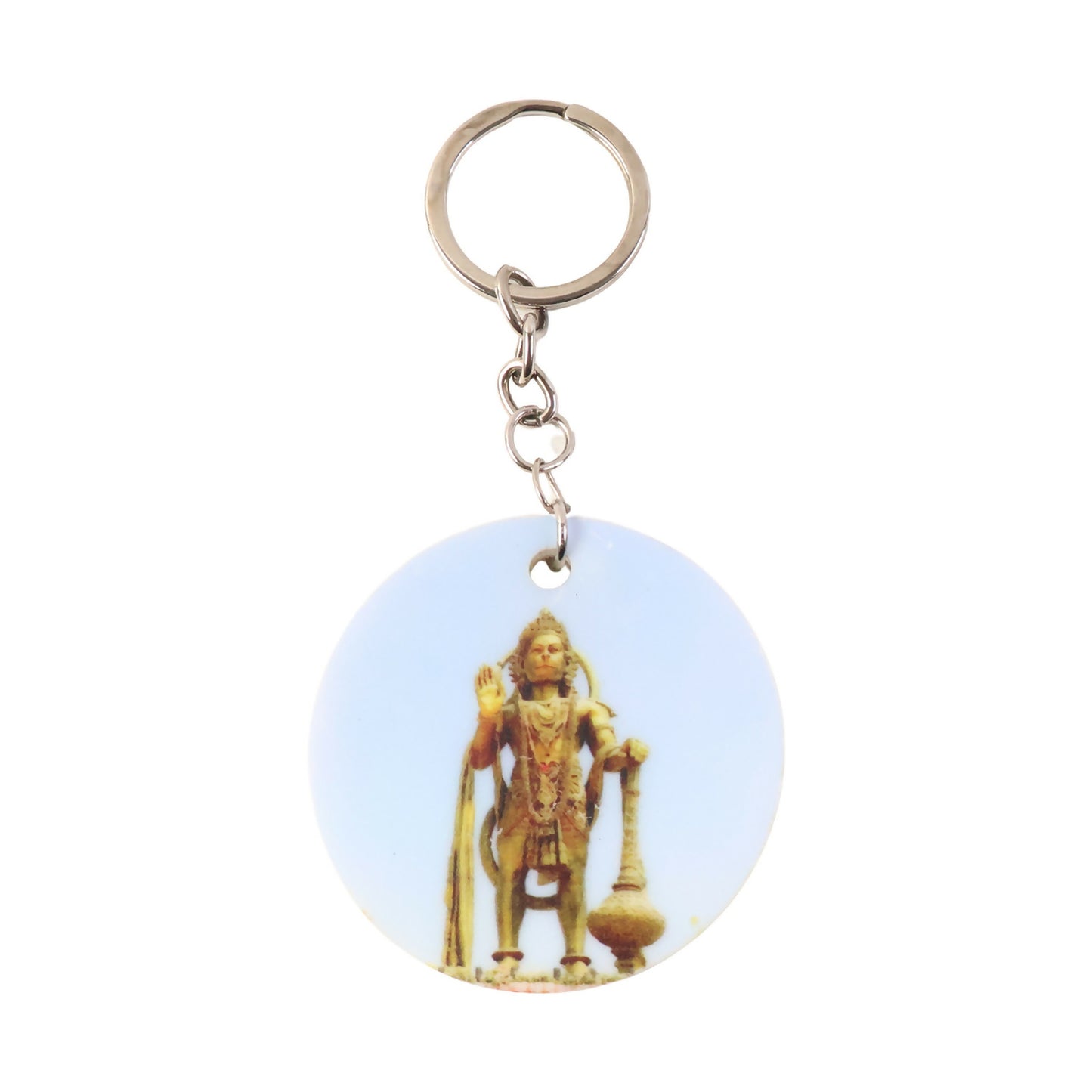 Hanuman Mandir Printed Round Keychain – Bright, Devotional & Lightweight Key Holder
