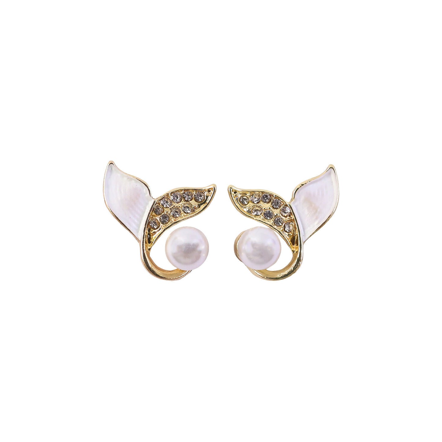 Korean Style Pearl Leaf Stud Earrings for Women & Girls | Elegant Gold Plated Designer Fashion Jewellery