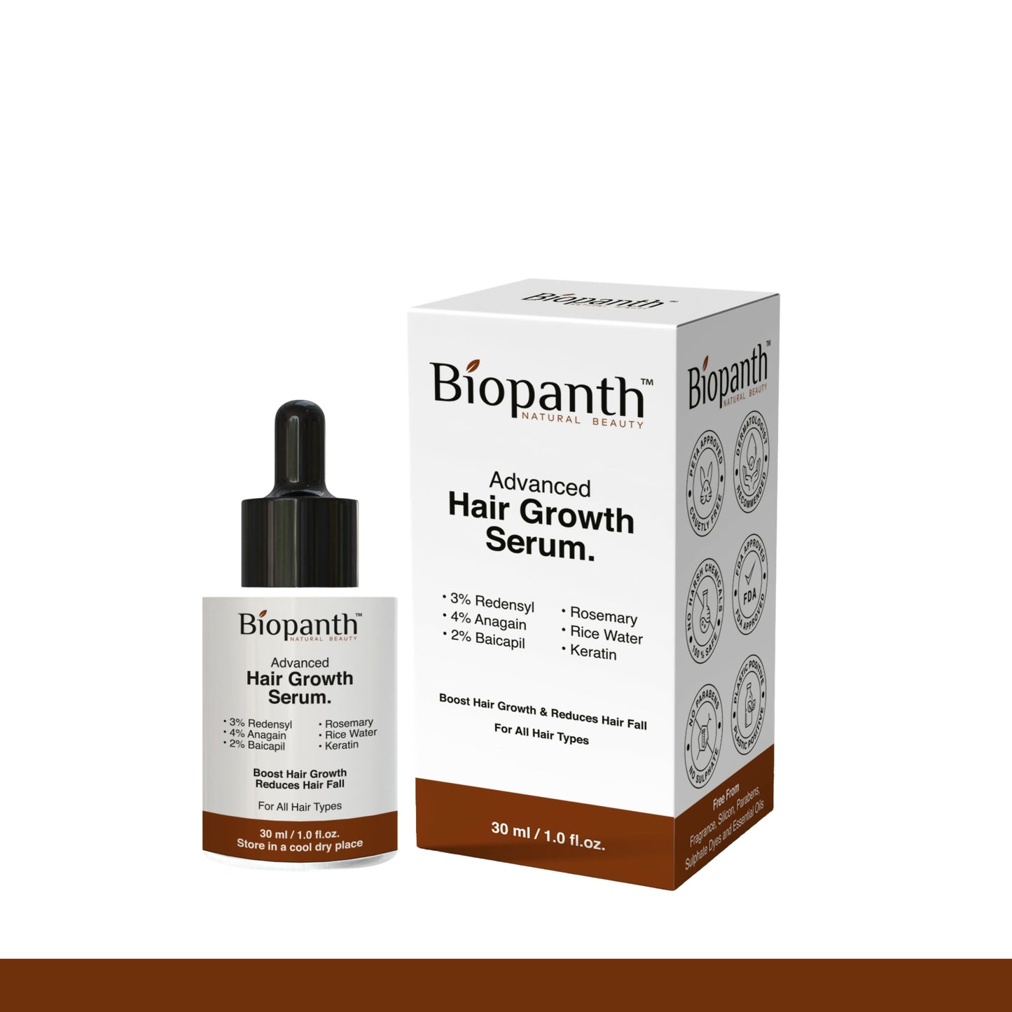 Set of serum bottles showing natural hair care formula.