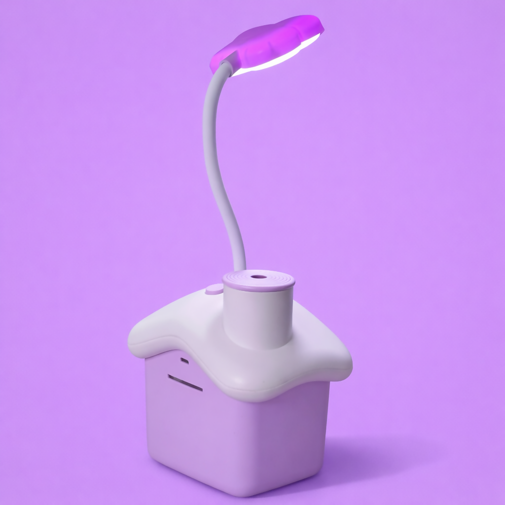 Cute LED Desk Lamp with Storage Box, Kids Study Night Light for Bedroom