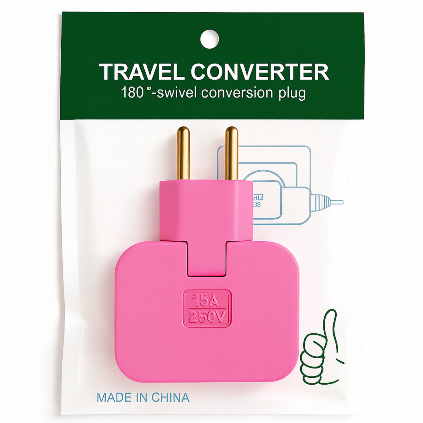 180° Rotary Travel Plug Converter 15A 250V Universal Power Adapter