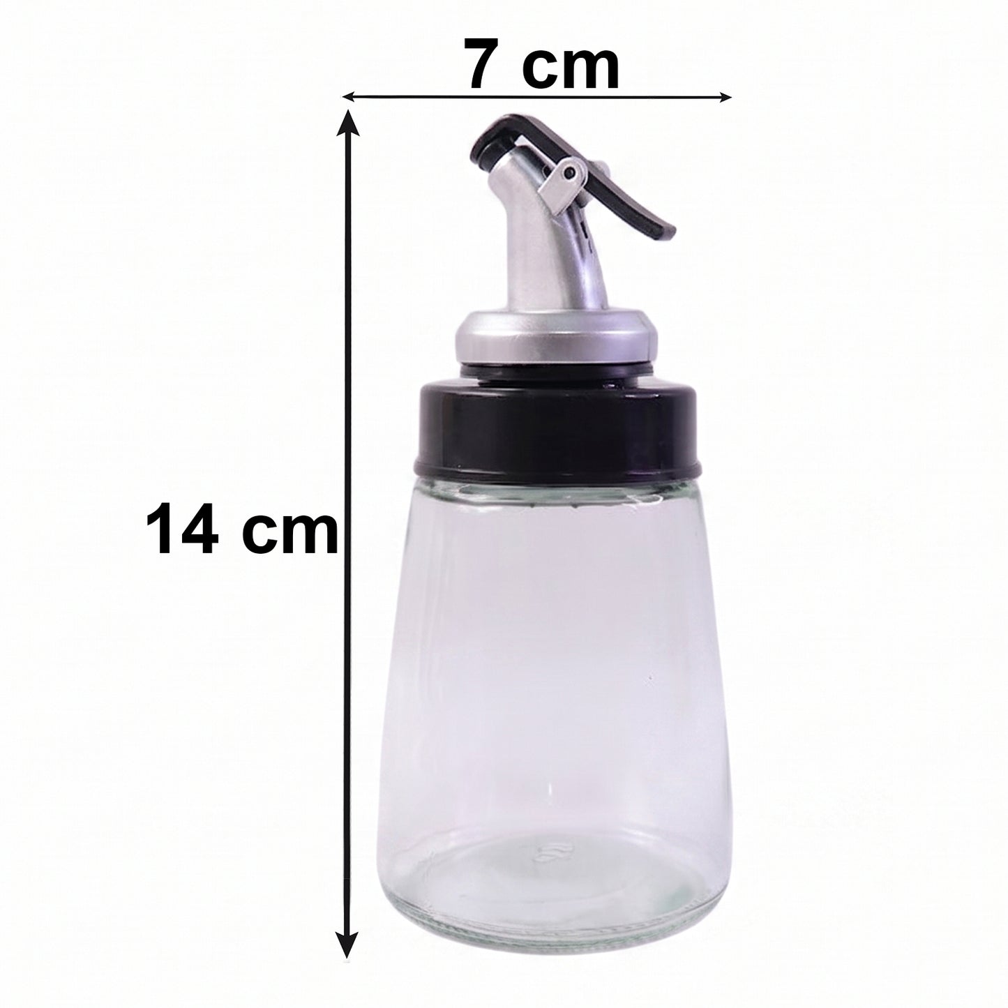 Multi-purpose glass bottle for kitchen oils, vinegars, and liquids.