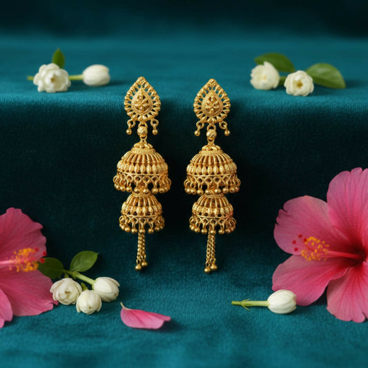 Women & Girl Traditional Jewellery Stylish Fancy Jhumki/Jhumka Earrings (Golden)