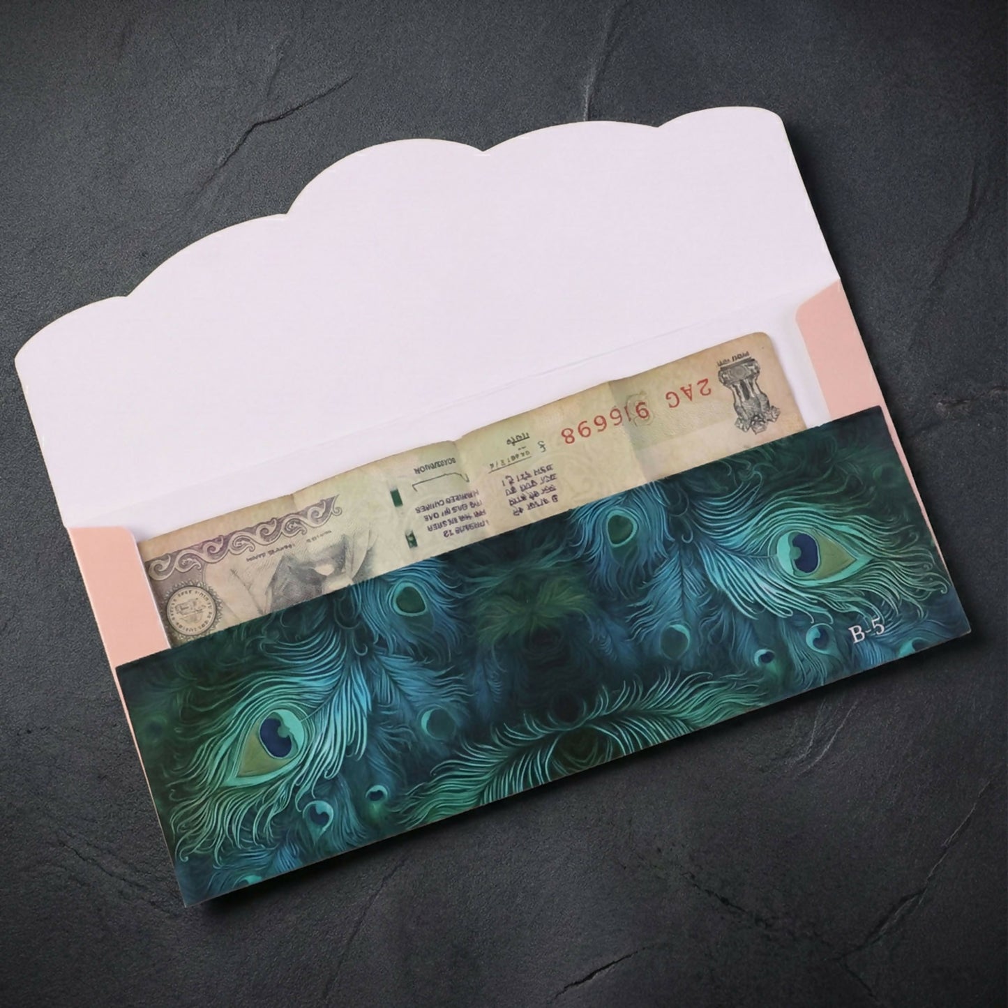 Designer A4 Size Money Gift Envelopes with Peacock Feather & Floral Patterns for Wedding, Festive & Cash Gifting – Pack of 10