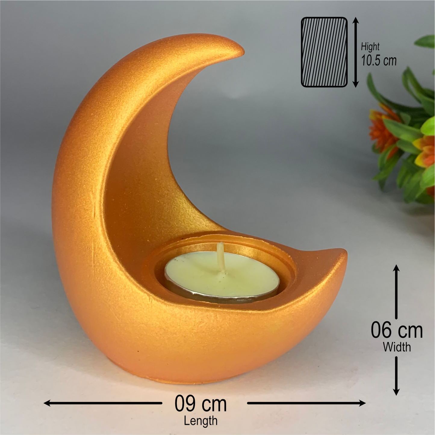 Handmade Moon Diya Tealight Holder – Rose Gold | Decorative Candle Holder for Diwali, Pooja & Home Décor | Unique Gift Item
