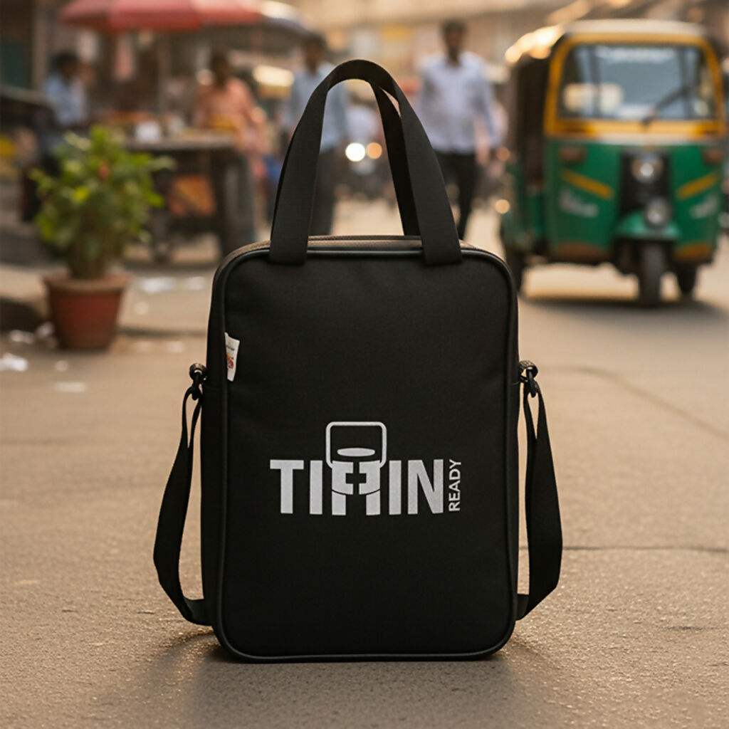 Tiffin Ready Premium Lunch Bag | Tiffin Carrier | Stylish Black Office, School & Travel Lunch Box Bag for Men & Women