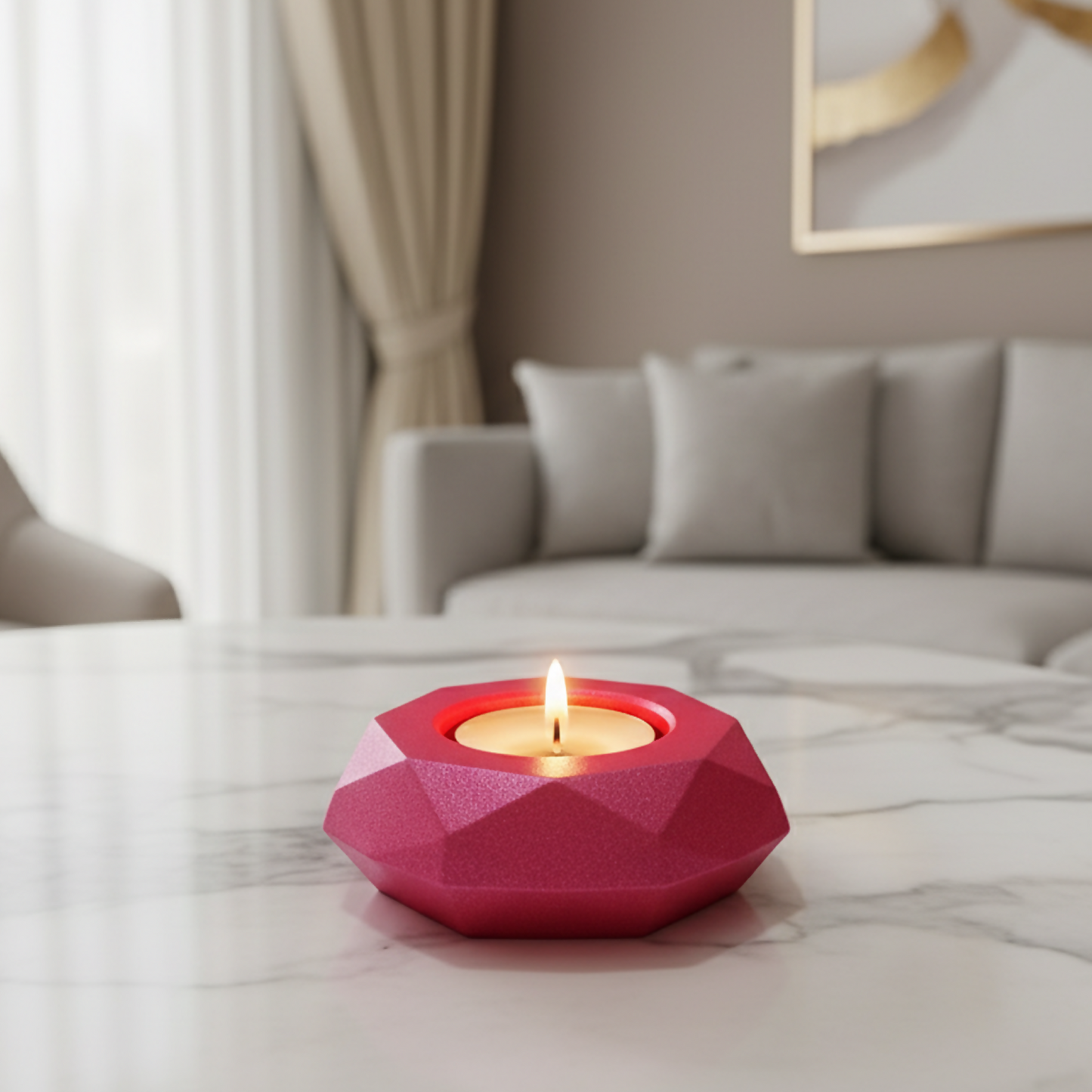 Diamond Decorative Diya Multi-Purpose Tealight Candle Holder, Dhoop Cone Stand, Pooja Diya & Mini Planter (Red, Rose Gold, Metallic Pink)