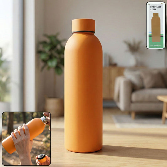 Stainless Steel Double Wall Vacuum-Insulated Drink Water (Orange / 500 ML Approx)