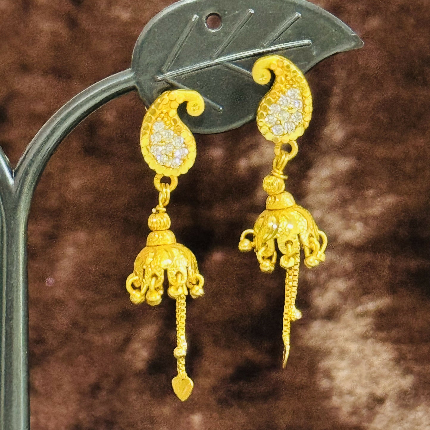 Traditional Paisley Stud with Hanging Jhumka Drops