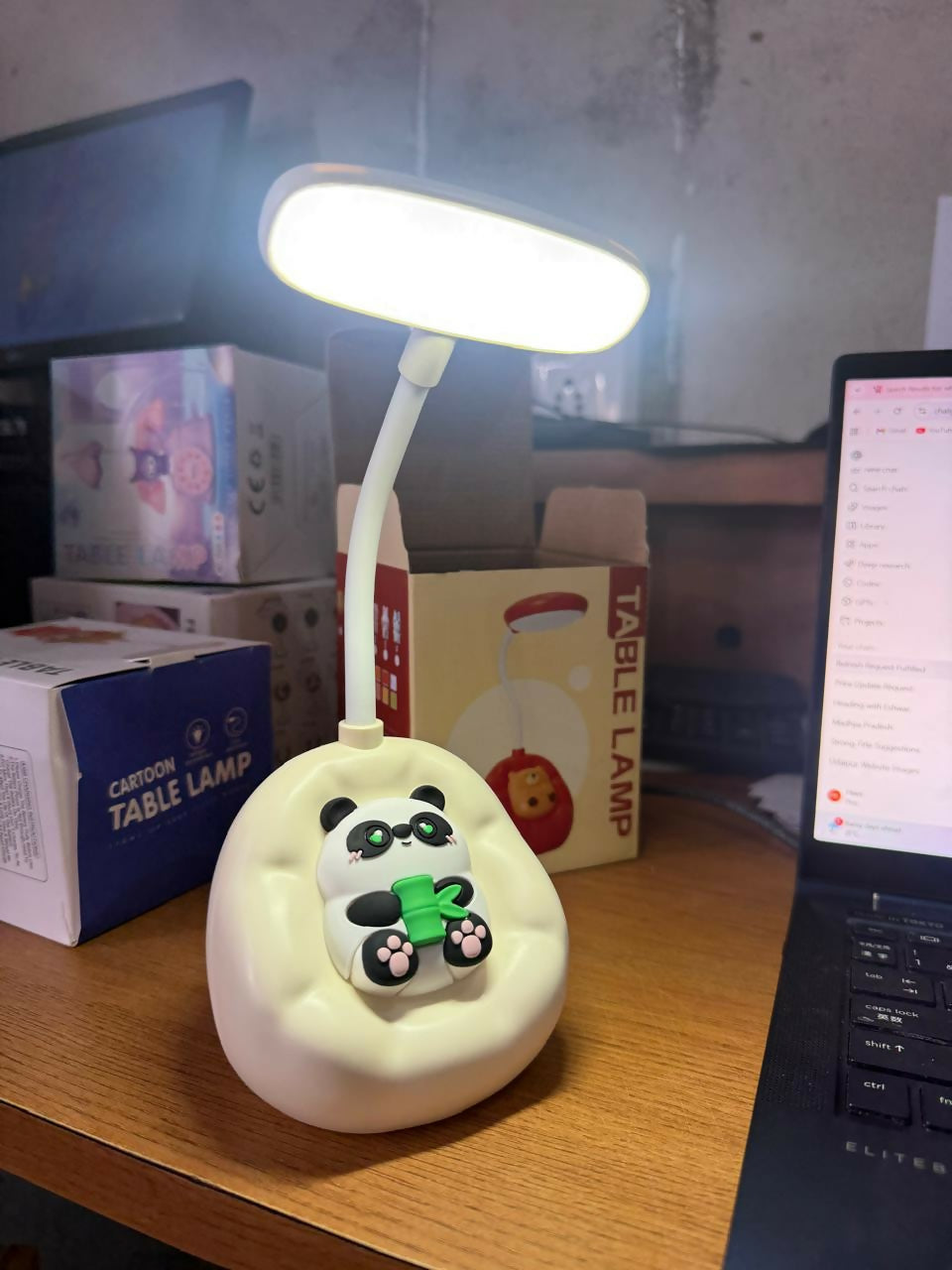 Panda LED Desk Lamp with Flexible Neck for Study & Bedroom