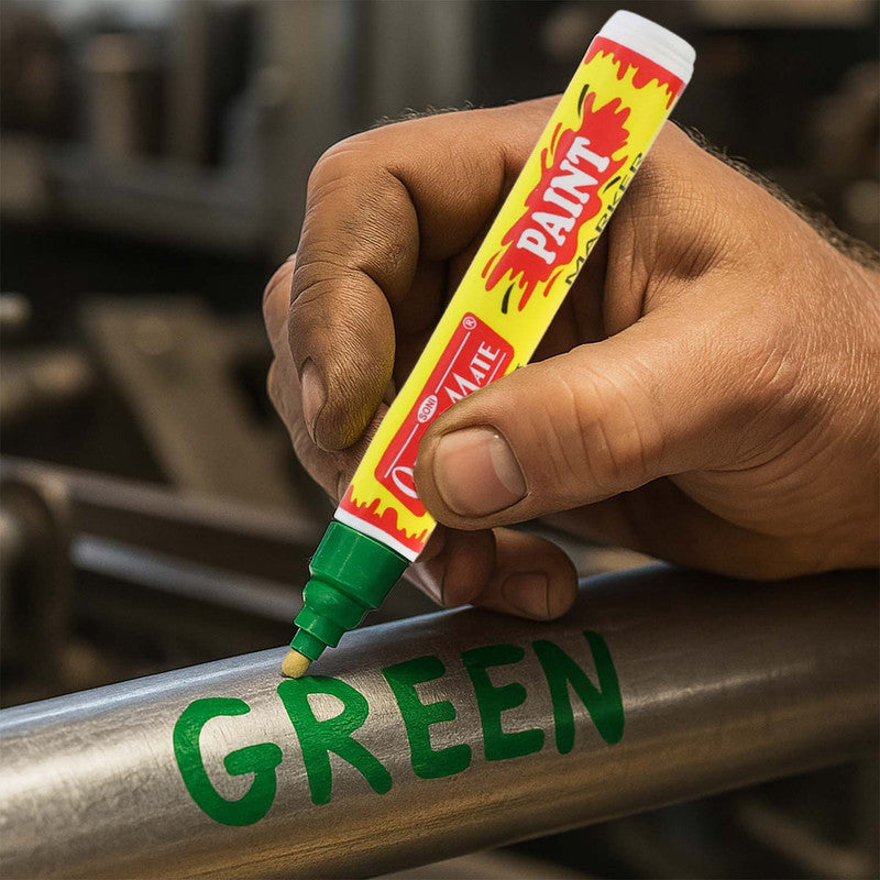 Officemate Permanent Paint Marker Pen Green – Quick Dry, Waterproof, Multi-Surface, REACH Compliant
