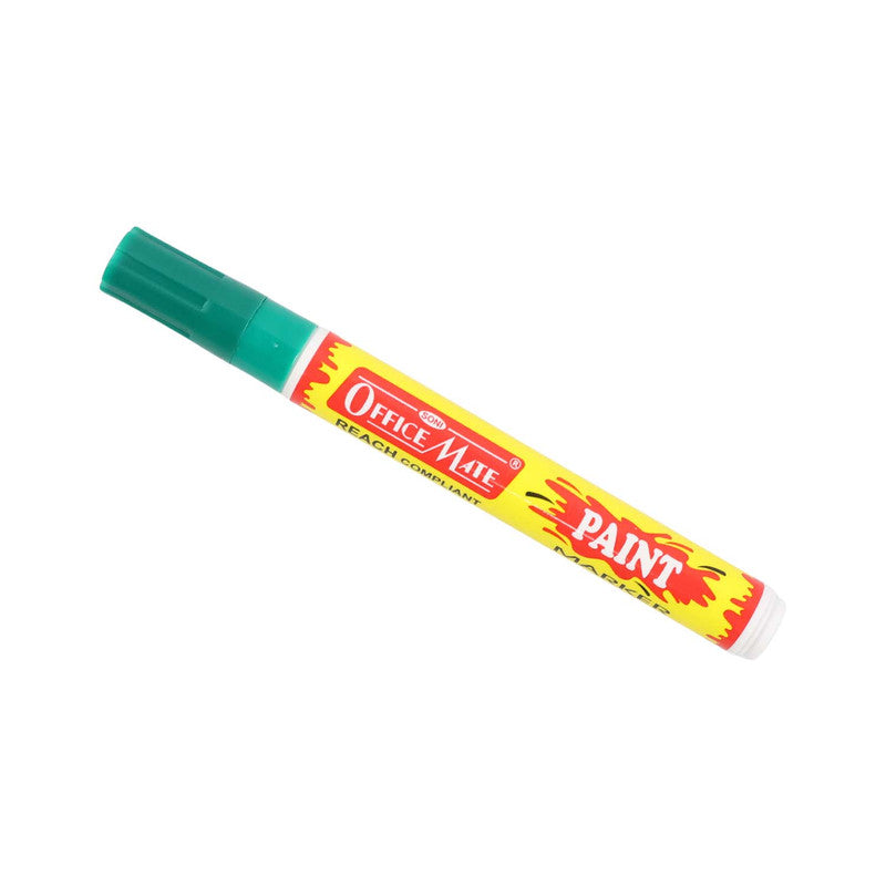 Officemate Permanent Paint Marker Pen Green – Quick Dry, Waterproof, Multi-Surface, REACH Compliant