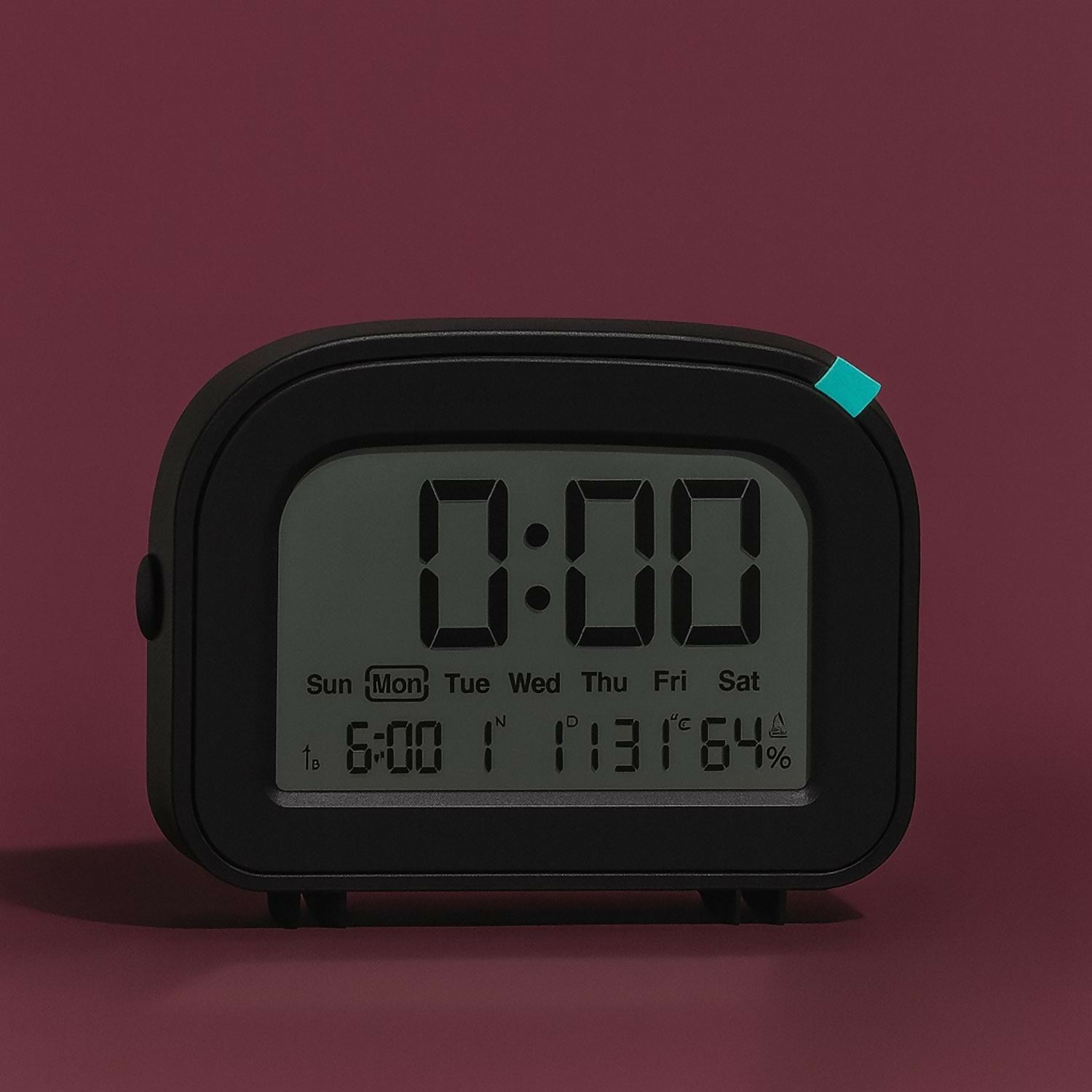 Black Digital Alarm Clock with Backlight, Large LED Screen, Snooze Function, Temperature & Humidity Display, Battery Operated Desk and Bedside Clock for Bedroom, Office, Kids & Travel